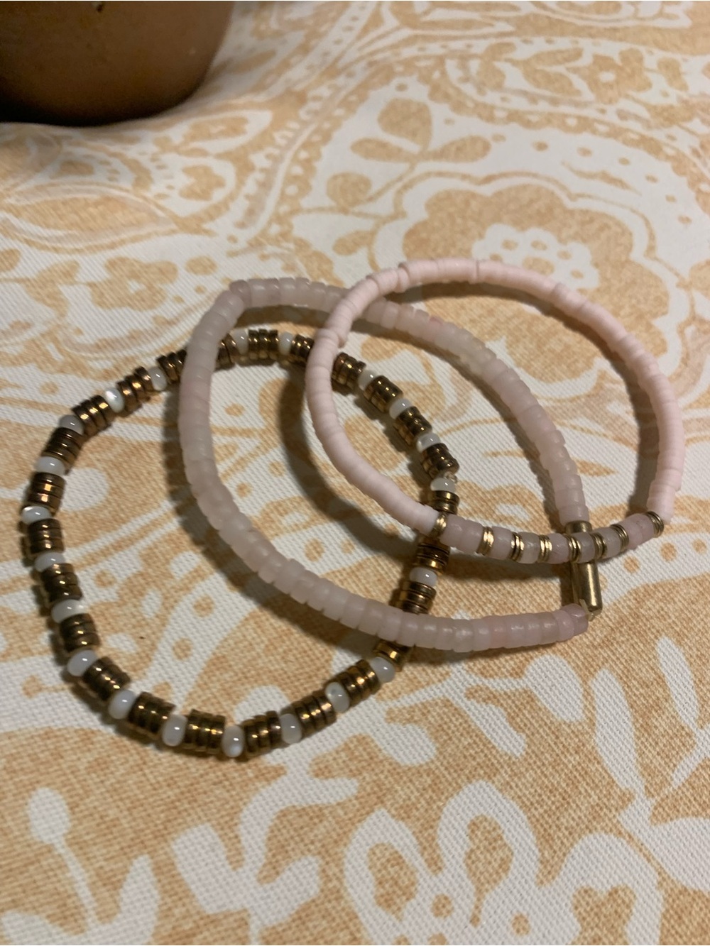 Delicate Pink Beaded Stretch Bracelet Set